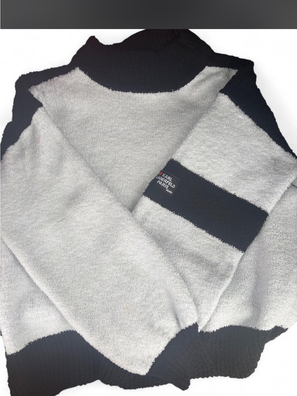 Karl Lagerfeld Black & Light Gray Colorblock Turtleneck Sweater